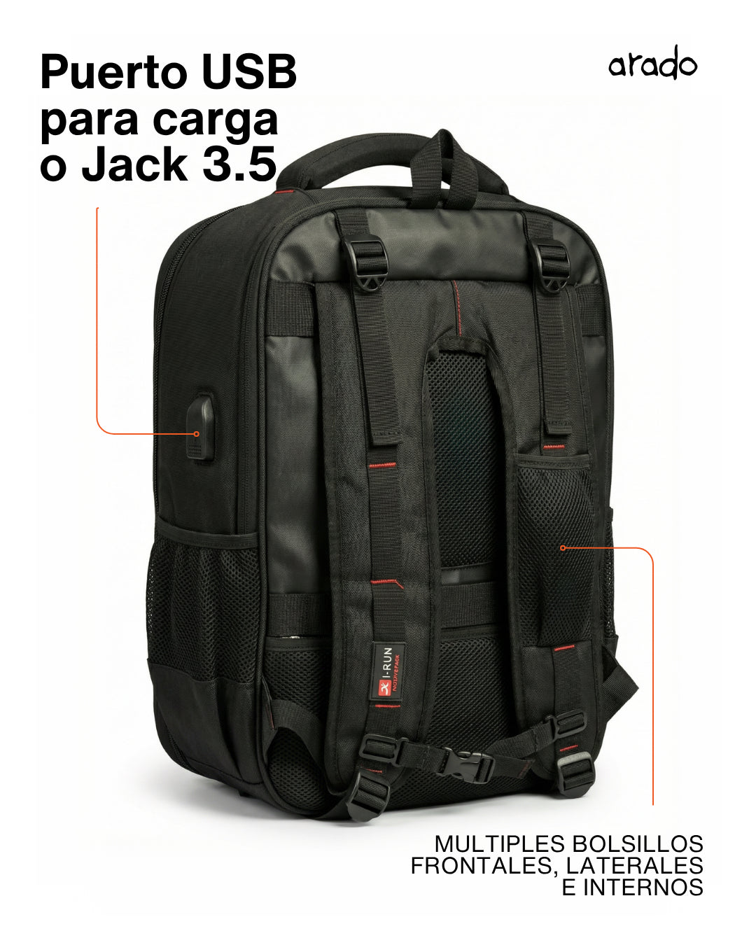 Mochila Puna 30L Impermeable, Puerto USB y Antirrobo