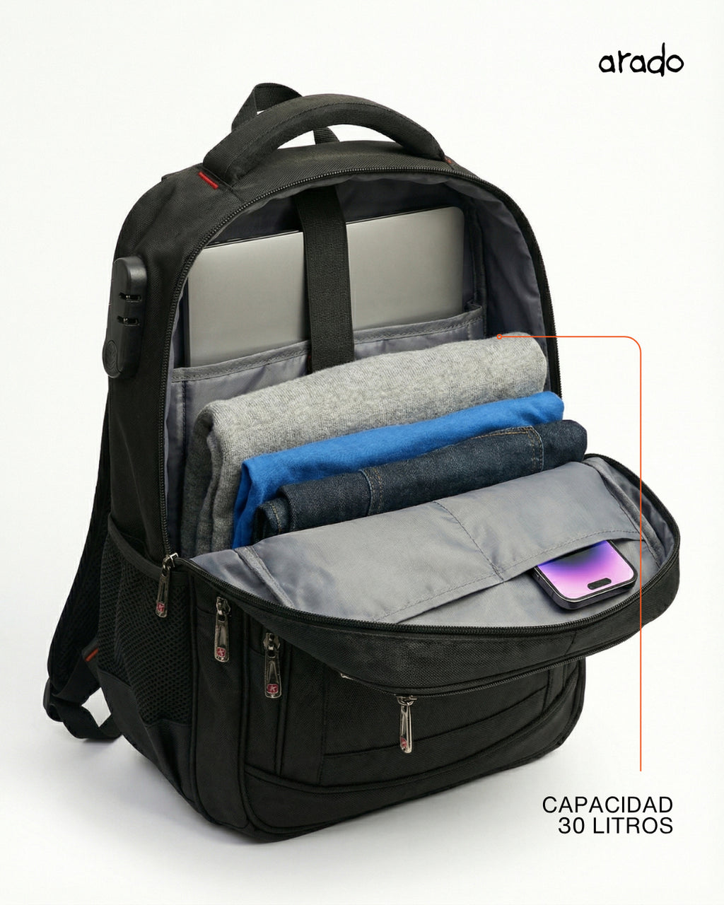 Mochila Puna 30L Impermeable, Puerto USB y Antirrobo